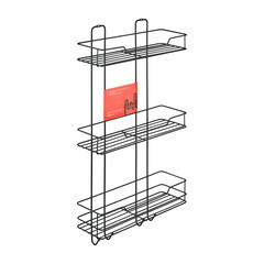 Изображение товара Полка для ванной ЧМЗ Лофт трехъярусная 356х115х638 мм металл черная (513-003-01)