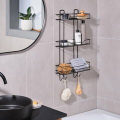 Полка для ванной ЧМЗ Лофт трехъярусная 356х115х638 мм металл черная (513-003-01) - фото 2