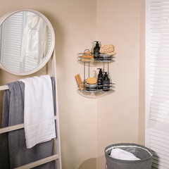 Полка для ванной ЧМЗ угловая двухъярусная 218х218х328 мм металл хром (501-005-09) - фото 3