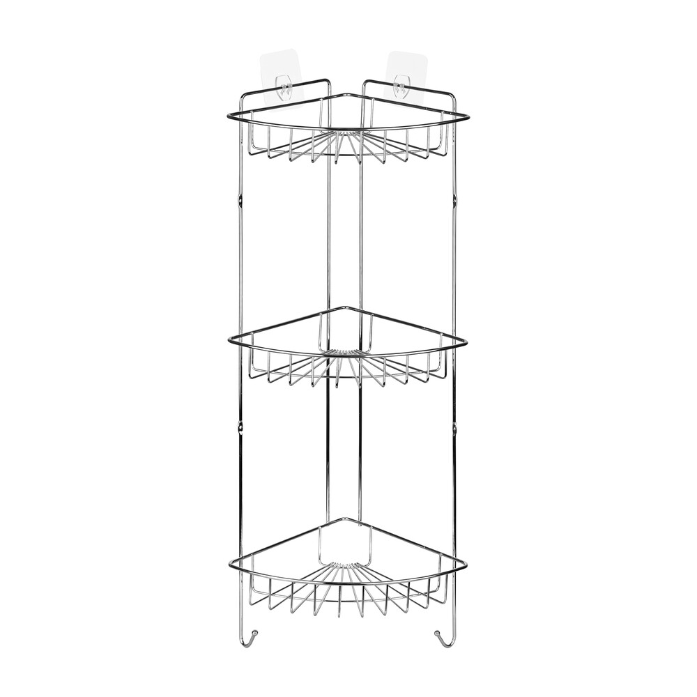 фото Полка для ванной чмз гурт угловая трехъярусная 234х234х585 мм металл хром (514-006-01)
