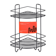 Изображение товара Полка для ванной ЧМЗ Лофт угловая двухъярусная 222х222х398 мм металл черный муар (513-005-02)