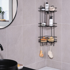 Полка для ванной ЧМЗ Лофт угловая трехъярусная 222х222х638 мм металл черная (513-006-01) - фото 2