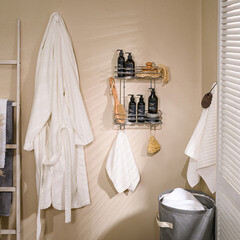 Полка для ванной ЧМЗ Стамбул двухъярусная с крючками 300х130х437 мм металл хром (501-002-01) - фото 3