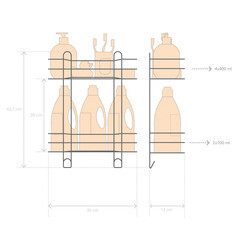 Полка для ванной ЧМЗ Стамбул двухъярусная с крючками 300х130х437 мм металл хром (501-002-01) - фото 2