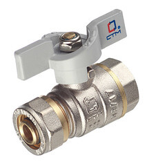 Кран шаровой латунный СТМ 16 обж(ц) х 1/2 ВР(г) для металлопластиковых труб бабочка прямой - фото 1