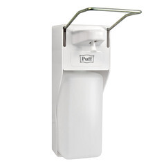 Диспенсер для мыла и антисептика Puff 1000 мл локтевой пластик белый (8197) - фото 1