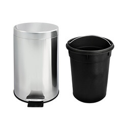 Ведро для мусора Solinne с крышкой 12 л нержавеющая сталь хром с педалью - фото 6