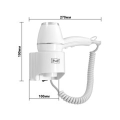 Фен для волос настенный Puff 1800 1800 Вт белый - фото 2