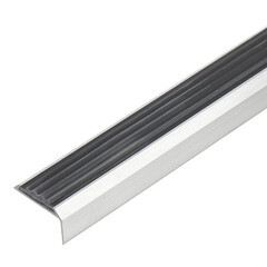 Порог алюминиевый угловой наружный 37,5х23х900 мм без покрытия с резиновой вставкой - фото 1