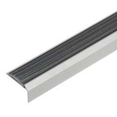 Изображение товара Порог алюминиевый угловой наружный 37,5х23х1800 мм серебро с резиновой вставкой