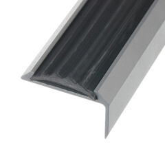 Порог алюминиевый угловой наружный 37,5х23х1800 мм серебро с резиновой вставкой - фото 4