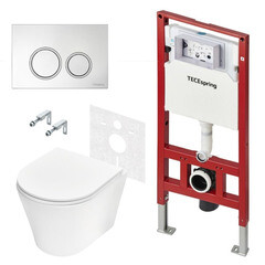 Комплект инсталляции TECE с унитазом Spring K с кнопкой хром и сиденьем дюропласт микролифт быстросъем (K955101WCK\K401101WCK) - фото 1