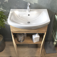 Тумба под раковину Vigo Wing 60 см подвесная дуб золотой (tp.WIN.BAL.60.2D дуб золотой) - фото 4