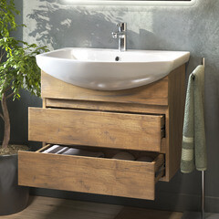 Тумба под раковину Vigo Wing 70 см подвесная дуб золотой (tp.WIN.BAL.70.2Y дуб золотой) - фото 6