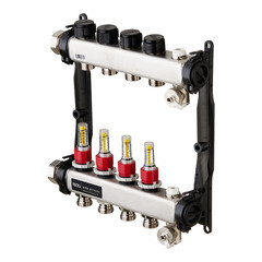 Коллектор для теплого пола Tece 1 ВР(г) х 4 выхода 3/4 НР(ш) ЕК х 1 ВР(г) с расходомерами (77310004) - фото 1