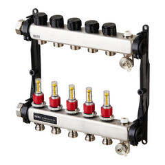 Изображение товара Коллектор для теплого пола Tece 1 ВР(г) х 5 выходов 3/4 НР(ш) ЕК х 1 ВР(г) с расходомерами (77310005)