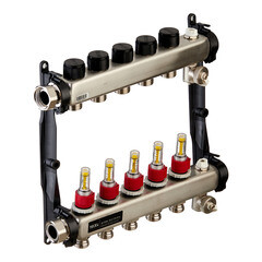 Коллектор для теплого пола Tece 1 ВР(г) х 5 выходов 3/4 НР(ш) ЕК х 1 ВР(г) с расходомерами (77310005) - фото 5