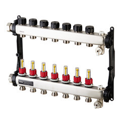 Изображение товара Коллектор для теплого пола Tece 1 ВР(г) х 7 выходов 3/4 НР(ш) ЕК х 1 ВР(г) с расходомерами (77310007)
