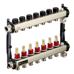 Коллектор для теплого пола Tece 1 ВР(г) х 7 выходов 3/4 НР(ш) ЕК х 1 ВР(г) с расходомерами (77310007) - фото 5