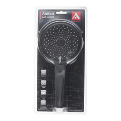 Лейка для душа ARGOtech Tracy d125 мм 3 режима без шланга пластик хром/черная (AGD 20.1318 B) - фото 3