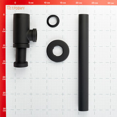 Сифон для раковины Tokito 1 1/4х50 мм без выпуска с соединением 32 мм черный (TOK-SHI-L32BL) - фото 2