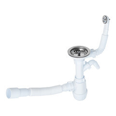 Изображение товара Сифон для мойки АНИ пласт 3 1/2х40 мм с выпуском d115 мм с отводом с переливом с соединением 40 мм (A1042SP15DIY)