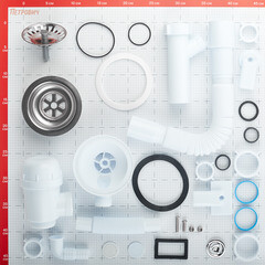 Сифон для мойки АНИ пласт 3 1/2х40 мм с выпуском d115 мм с отводом с переливом с соединением 40 мм (A1042SP15DIY) - фото 2