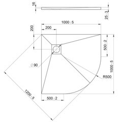 Поддон Good Door Strong литьевой мрамор 100х100х3 см четверть круга белый низкий (ЛП00447) - фото 2