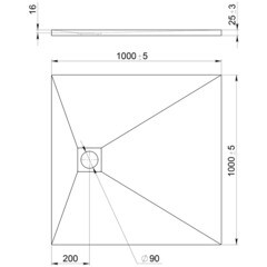 Поддон Good Door Strong литьевой мрамор 100х100х3 см квадрат графит низкий (ЛП00451) - фото 2