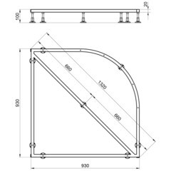 Каркас для поддона Good Door Strong металл 100х100х10 см четверть круга (КП00072) - фото 2