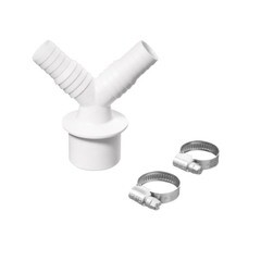 Изображение товара Переходник ДТРД двойной 16/25х40 мм для подключения сливного шланга с хомутами