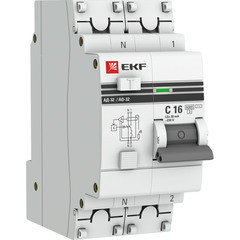 Автомат дифференциальный EKF PROxima АД-32 16А 1P+N тип AC 30 мА 6 кА (DA32-6-16-30-aс-pro)