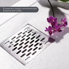 Поддон Ulitka Volna литьевой мрамор 100х100х3,5 см квадрат белый низкий (74104118) - фото 4