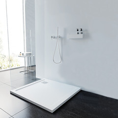 Поддон Ulitka Volna литьевой мрамор 100х100х3,5 см квадрат белый низкий (74104118) - фото 3