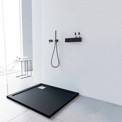 Поддон Ulitka Volna литьевой мрамор 90х90х3,5 см квадрат черный низкий (74104054) - фото 3