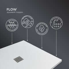 Поддон Ulitka Flow литьевой мрамор 90х90х3 см квадрат белый низкий (74104109) - фото 7