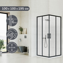 Душевой уголок Ulitka Safari черный 100х100х195 см квадрат стекло прозрачное 6 мм (74104004) - фото 11