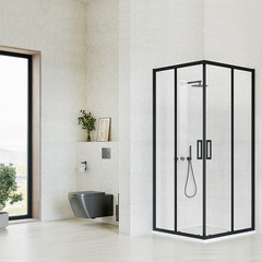 Душевой уголок Ulitka Safari черный 100х100х195 см квадрат стекло прозрачное 6 мм (74104004) - фото 3