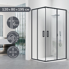 Душевой уголок Ulitka Safari черный 120х80х195 см прямоугольник стекло прозрачное 6 мм (74104005) - фото 11