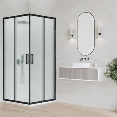 Душевой уголок Ulitka Safari черный 90х90х195 см квадрат стекло матовое 6 мм (74104006) - фото 3