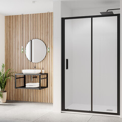 Душевая дверь Ulitka Safari стекло прозрачное 150х195 см профиль черный 6 мм раздвижная (74104130) - фото 3