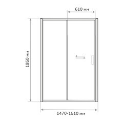 Душевая дверь Ulitka Safari стекло прозрачное 150х195 см профиль черный 6 мм раздвижная (74104130) - фото 2