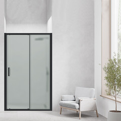 Душевая дверь Ulitka Safari стекло матовое 120х195 см профиль черный 6 мм раздвижная (74104147) - фото 3