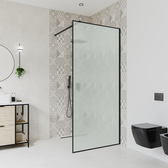 Душевая перегородка Walk in Ulitka Prisma черная 90х195 см стекло матовое 6 мм (74104158) - фото 5