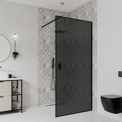 Душевая перегородка Walk in Ulitka Prisma черная 90х195 см стекло тонированное 6 мм (74104159) - фото 5