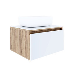 Тумба под раковину со столешницей Ulitka Colombina 60 см подвесная белая/дуб золотой (74104280) - фото 1