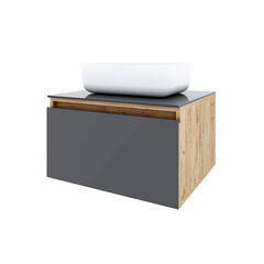 Тумба под раковину со столешницей Ulitka Colombina 60 см подвесная кварц/дуб золотой (74104283) - фото 1