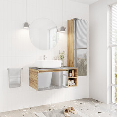 Пенал Ulitka Colombina 32 см подвесной кварц/дуб золотой - фото 3