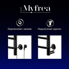 Полотенцесушитель электрический MyFrea MyMadrid 600х400 мм 62 Вт с терморегулятором черный - фото 4