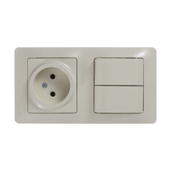 Блок выключатель и розетка Systeme Electric Glossa двухклавишный встраиваемый бежевый (GSL000272) - фото 4